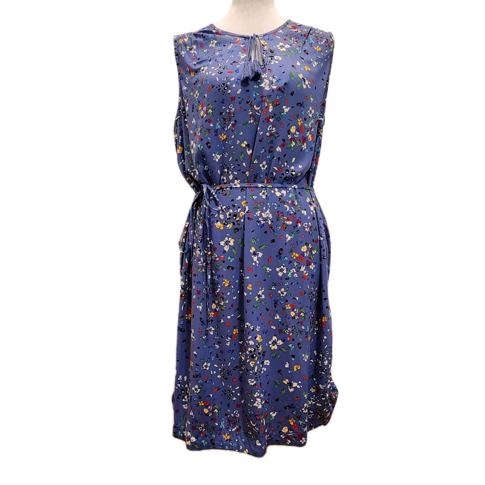 Unbranded Women's Size Large 100% Cotton Floral Tassel Tie Sleeveless Midi Dress